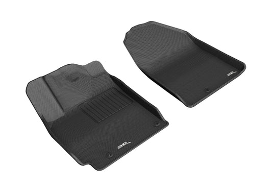 Black 3D MAXpider rubber floor mat for first row of Hyundai Veloster 2019-2020, featuring durable all-weather protection.