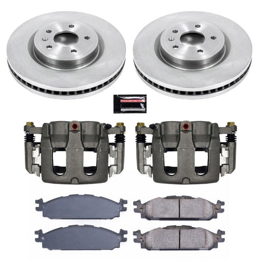 PowerStop OE brake calipers from the Autospecialty kit for 2011-2019 Lincoln MKT front suspension, with calipers and hardware.