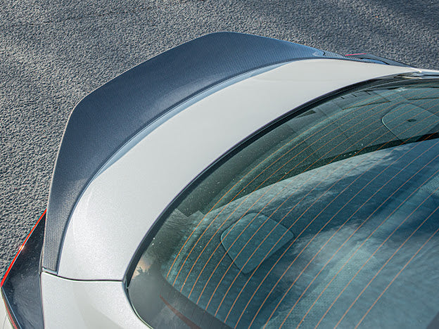 Carbon fiber rear spoiler wing for 2022-up Toyota GR86 and Subaru BRZ, JDM style, by Street Driven Performance.