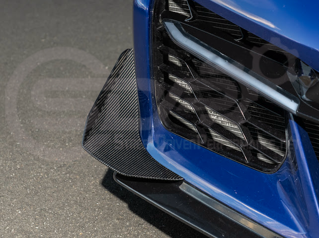 2023-UP CORVETTE C8 Z06, E-RAY, ZR1 | Z07 PERFORMANCE PACKAGE CARBON FIBER FRONT BUMPER SIDE CANARDS DRIVE PLANES PAIR