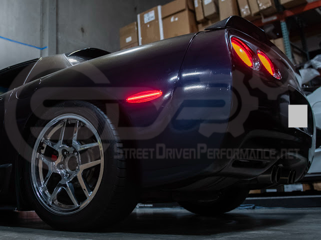 1997-2004 Chevrolet Corvette C5 | Rear Bumper Clear / Red / Black Lens Red LED Side Marker Lights Pair
