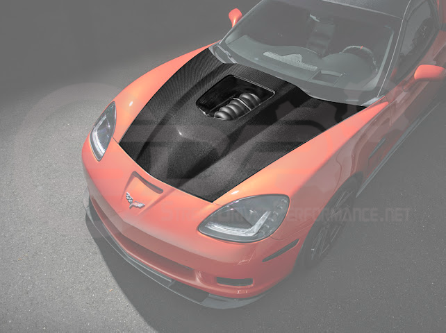 2005-2013 Chevrolet Corvette C6 | ZR1 Style Carbon Fiber Front Hood w/ Clear Window Insert