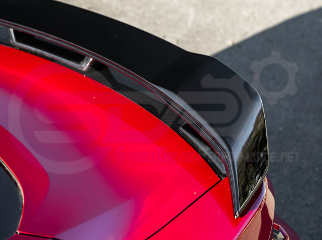 2024-UP FORD MUSTANG | DARKHORSE STYLE GLOSSY BLACK REAR TRUNK LID GURNEY FLAP WICKERBILL WING SPOILER