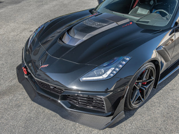 2019 CHEVROLET CORVETTE C7 ZR1 CARBON FIBER FRONT SPLITTER SIDE WINGLET EXTENSIONS (PAIR)