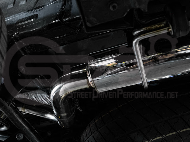 Toyota 4Runner 2025-up cat-back exhaust system by Street Driven Performance with chrome or burnt blue turn down tips.