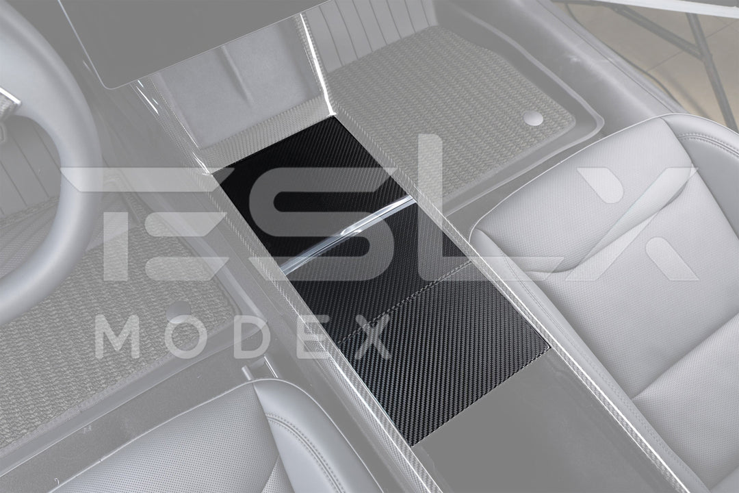 2024-UP TESLA MODEL 3 CARBON FIBER INTERIOR CENTRAL STORAGE BOX COVER