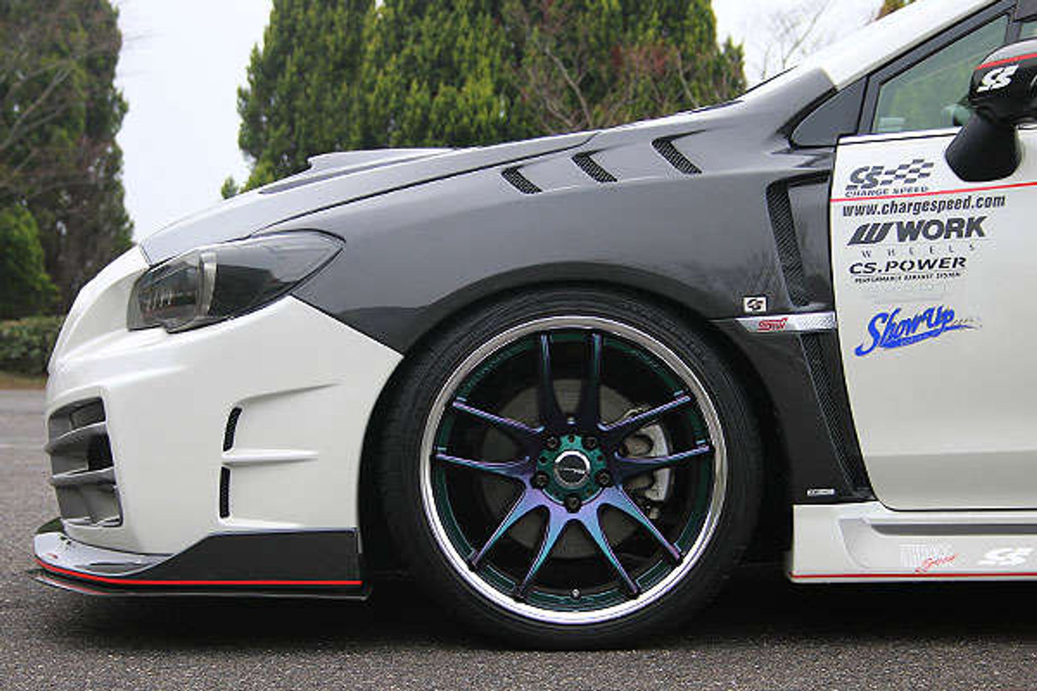Charge Speed 2015-2021 Subaru WRX STi VA S4 Carbon Vented Lower Garnish for Factory or Charge Speed Front Fenders
