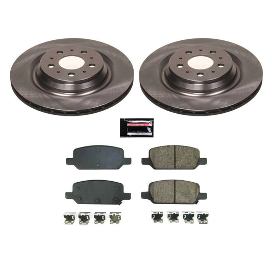 PowerStop rear brake kit for Tesla Model 3, OE style, includes brake rotors and pads, designed for 2017-2021 Tesla 3.