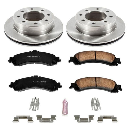 PowerStop OE rear brake kit for 2005 Chevrolet Silverado 1500 HD, includes brake rotors and pads for enhanced stopping power.