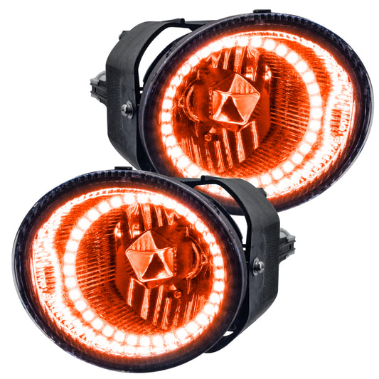 Oracle Lighting Nissan Frontier LED Halo Fog Lights in amber, pre-assembled with bright, stylish fog light design.