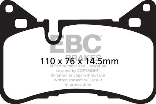 EBC Redstuff rear brake pads for Mercedes-Benz C63 AMG W204 6.2, high-performance brake pads for enhanced stopping power.