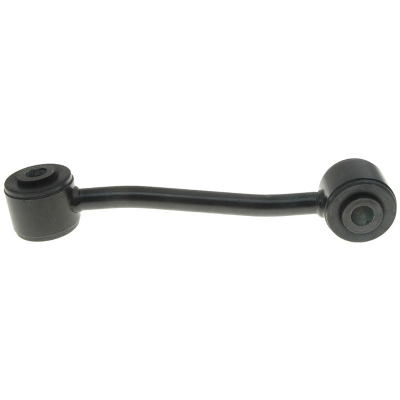 Moog Dodge Nitro front sway bar endlink, automotive part, showing metal linkage with rubber bushings for suspension stability.