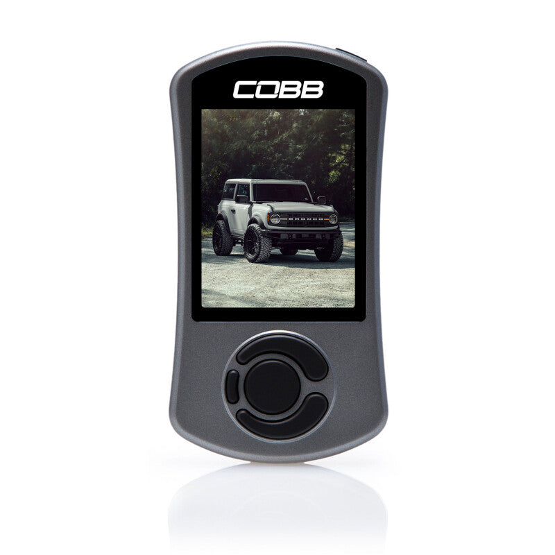 COBB AccessPORT V3 tuner device for Ford Bronco 2.7L engine, displayed on a white background.
