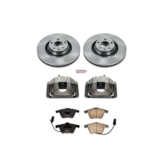 PowerStop OE front brake calipers for Audi A6 Quattro 2005-2011, shown with calipers and hardware in the image.