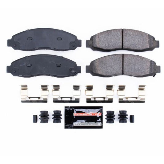 PowerStop Z23 Evolution Sport brake pads with hardware for 2003-2004 Dodge Dakota front brake system, performance replacement parts.