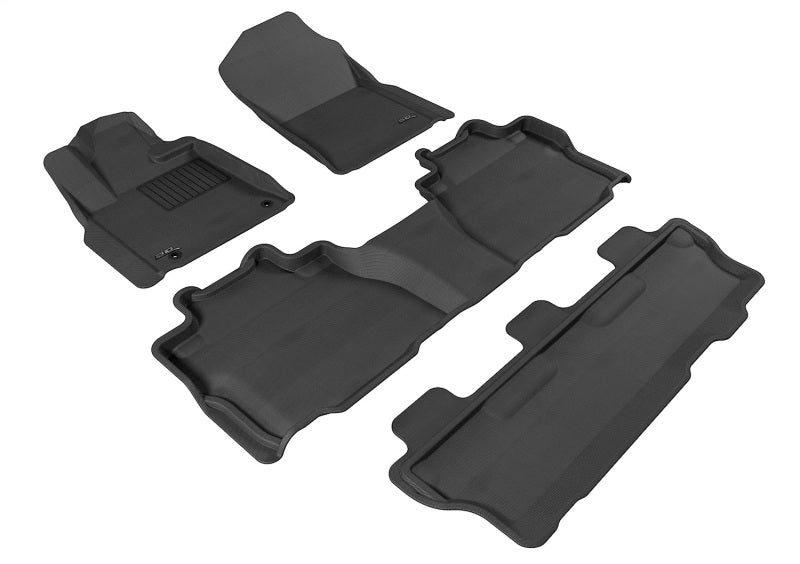 3D MAXpider rubber floor mats for 2008-2011 Toyota Sequoia second-row bench, black Kagu full set, durable and custom-fit.