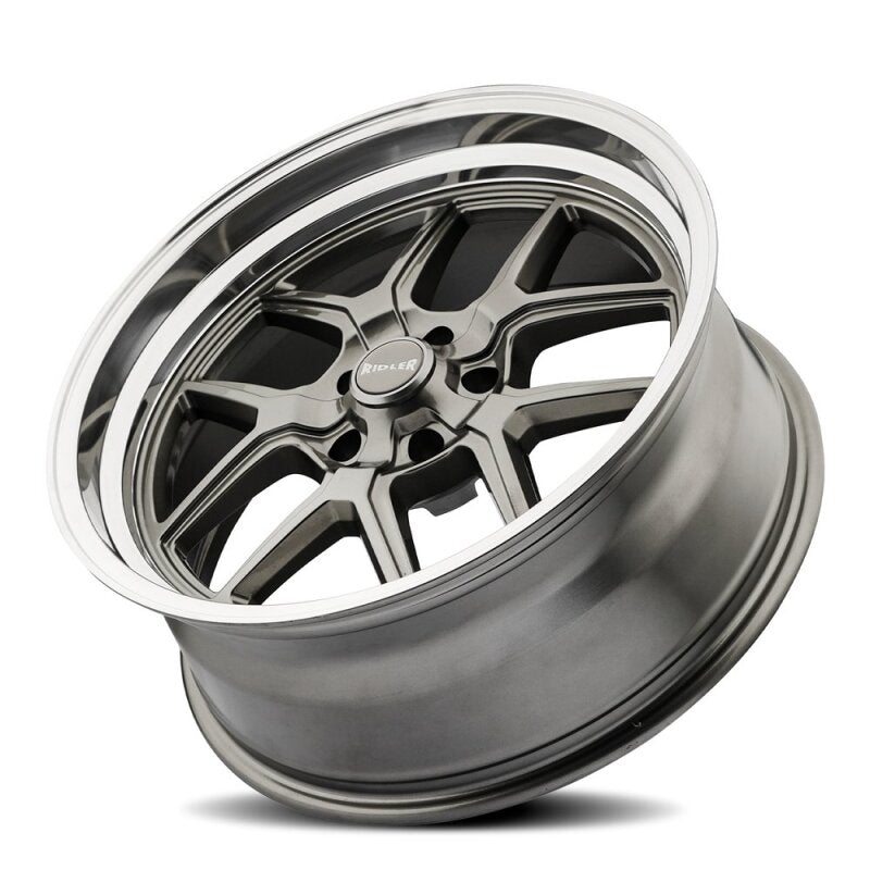 Ridler 610 cast wheel in gloss grey with polished finish, 20x8.5 inch size, 5x127 bolt pattern, 0mm offset, 83.82mm hub