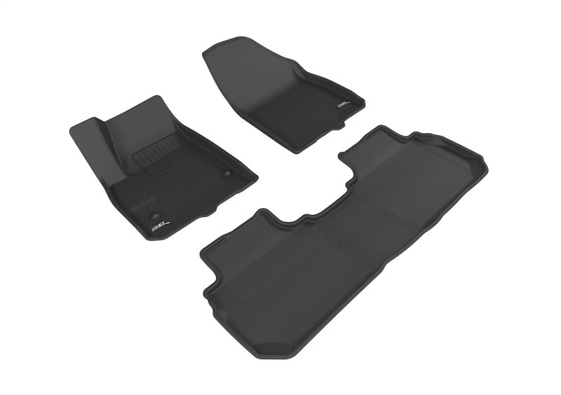 3D MAXpider black rubber floor mats set for Cadillac XT5 2017-2026, full interior protection, textured surface, custom fit.