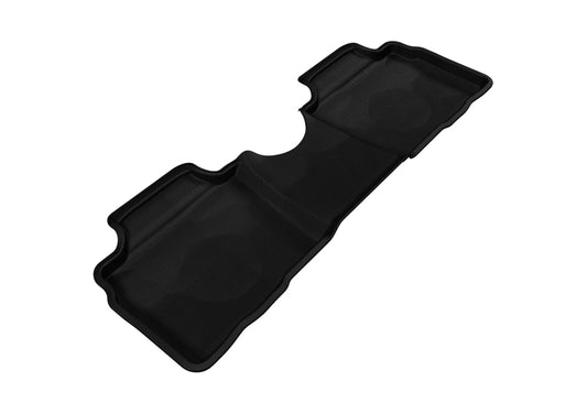 Black 3D MAXpider rubber floor mats for Kia Soul 2010 second row, durable all-weather car interior protection.