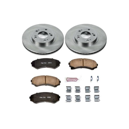 PowerStop OE front brake kit for 2004-2011 Mitsubishi Endeavor, includes brake rotors and pads for improved stopping performance.