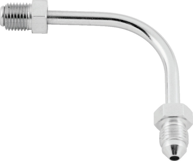 Twin Power Stainless Brake Fitting Male 3/8-24 Inverted Flare to AN-3 Male 90  Adaptor Tube Long