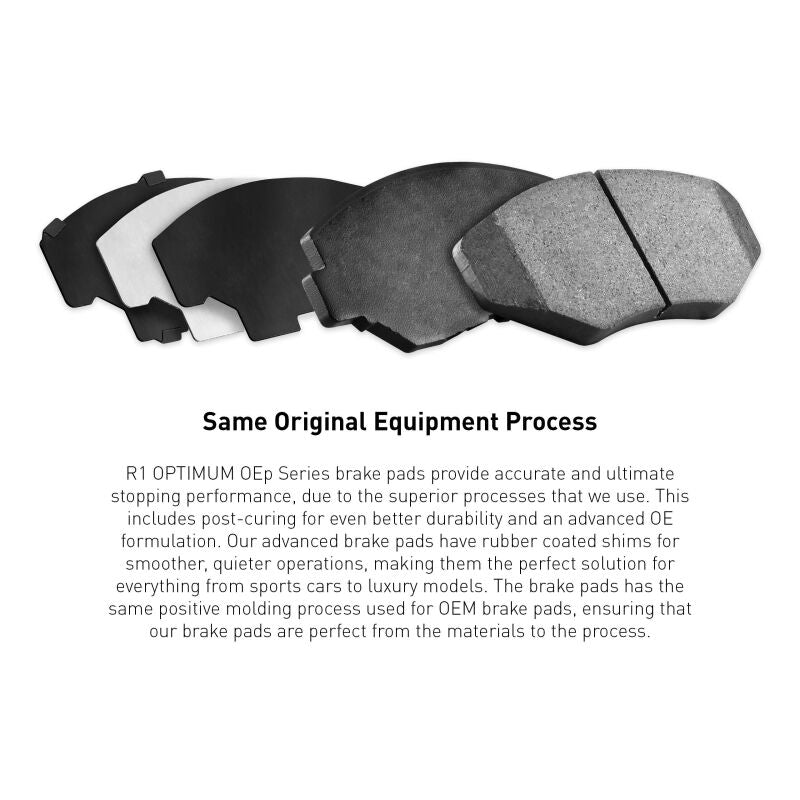 R1 Concepts OE brake pads and hardware kit for Buick Riviera 1967-1973 front brake system, includes R1 OE brake pads and hardware.