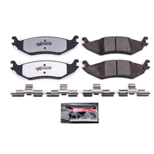 PowerStop rear Z36 truck and tow brake pads for Ford E-150 2004-2007, with hardware included, performance brake pads.