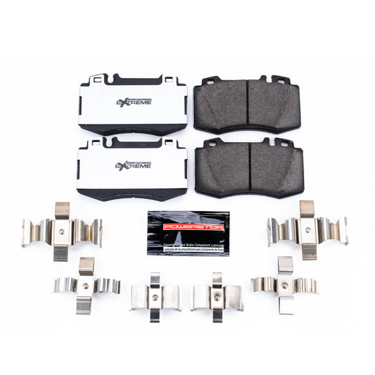 PowerStop Z26 Extreme Street brake pads for Mercedes-Benz C32 AMG front, with hardware, performance brake components.