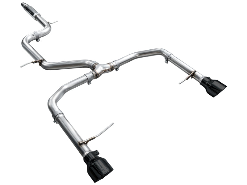 AWE Tuning 22-25 Volkswagen Jetta GLI Track Edition catback exhaust with diamond black tips installed on the vehicle.