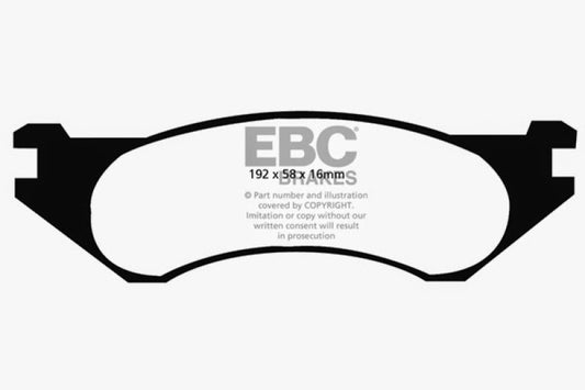 EBC Ultimax2 front brake pads for Dodge Ram Van B1500 1998-2002, OE type, showing the brake pad set with friction material