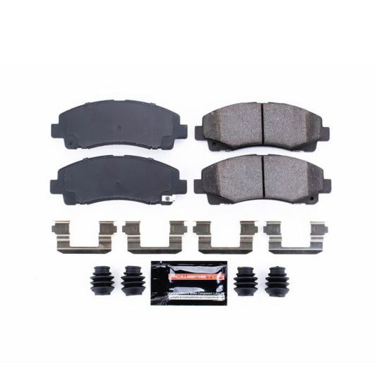 PowerStop Z23 Evolution sport front brake pads with hardware for 2009-2014 Acura TL, performance brake pads for improved stopping power.