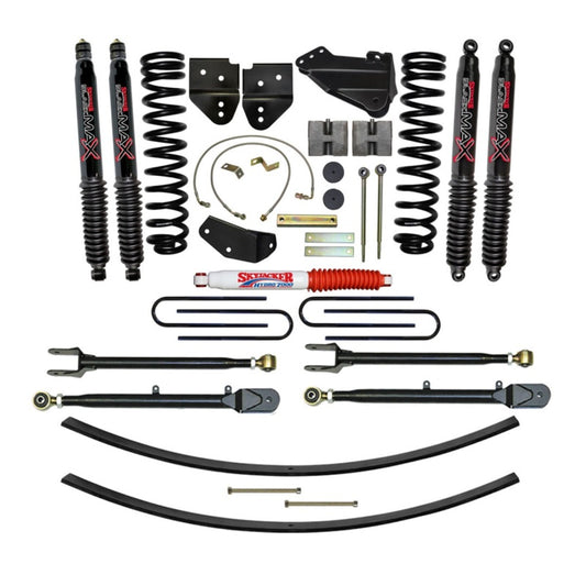 Skyjacker 8.5-inch lift kit for Ford F250 4WD with gas engine, includes suspension components and installation parts.