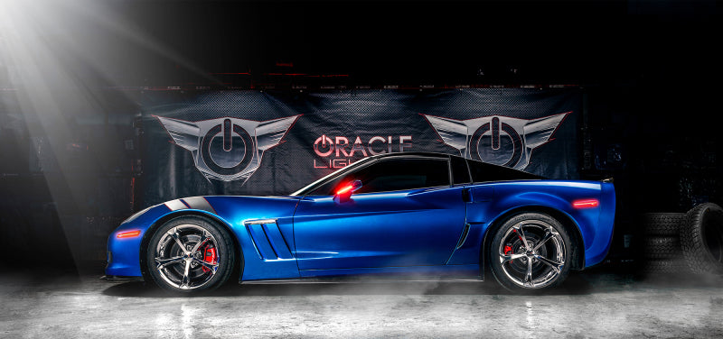 Oracle LED sidemarker set for Chevrolet Corvette C6, clear light strips with no paint, designed for C6 Corvette exterior lighting.