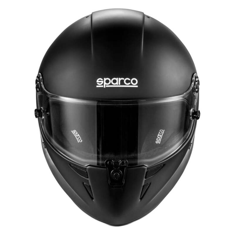 SPARCO Stealth RF helmet in matte black, X small size, showing sleek aerodynamic design and matte black finish.
