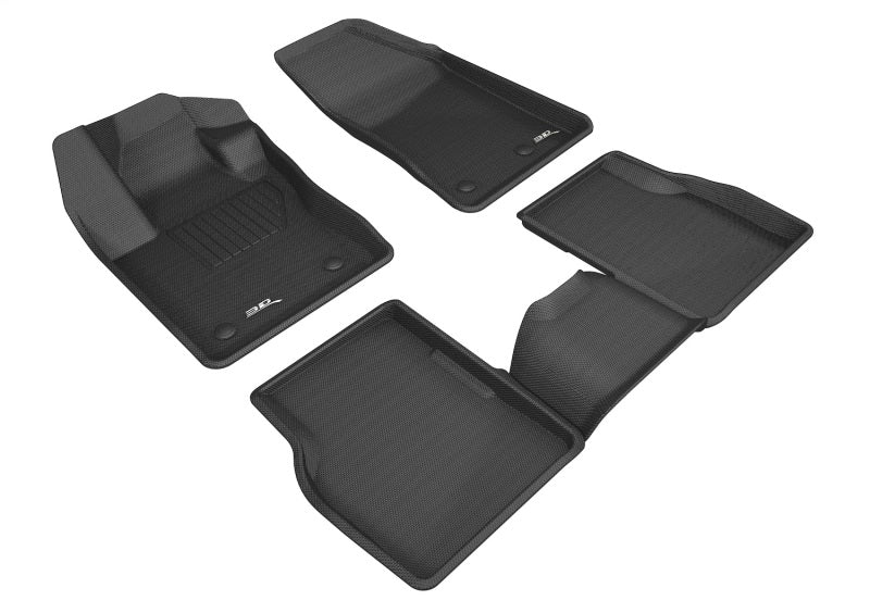 3D MAXpider black rubber floor mats for Jeep Compass 17-26, full set with textured surfaces and custom fit.