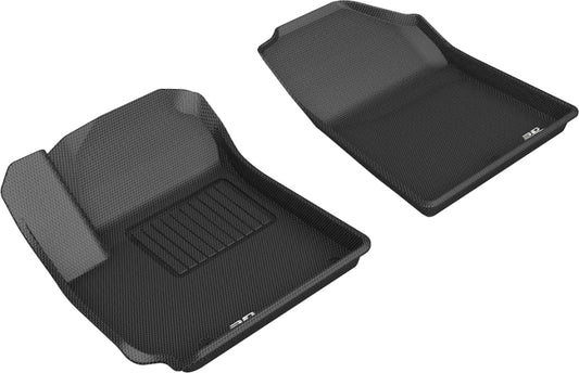 Black 3D MAXpider Kia Soul 2020 Kagu 1st row rubber floor mat with textured surface and custom fit for vehicle interior.