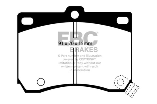 EBC Greenstuff front brake pads for 1991-1996 Ford Escort 1.8, performance brake pads with green friction material