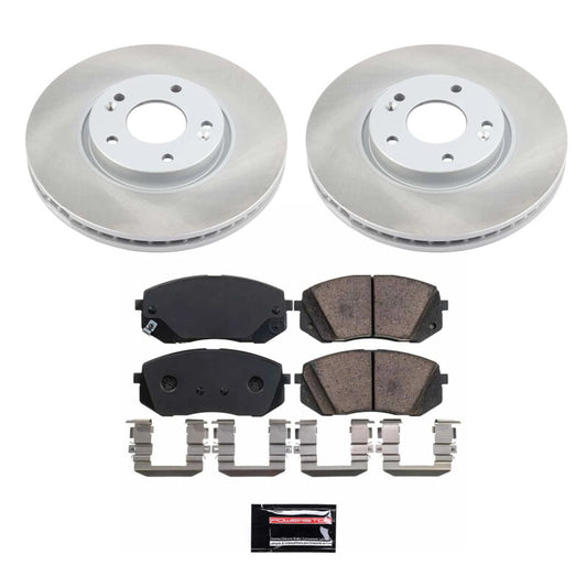PowerStop 2017 Kia Optima front semi-coated brake rotor kit with performance blank rotors installed on a vehicle.