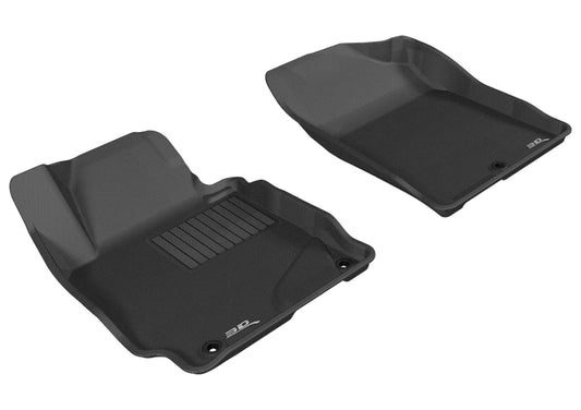 Black 3D MAXpider Kagu rubber floor mat for the first row in 2011-2013 Hyundai Elantra, featuring textured surface and custom fit.
