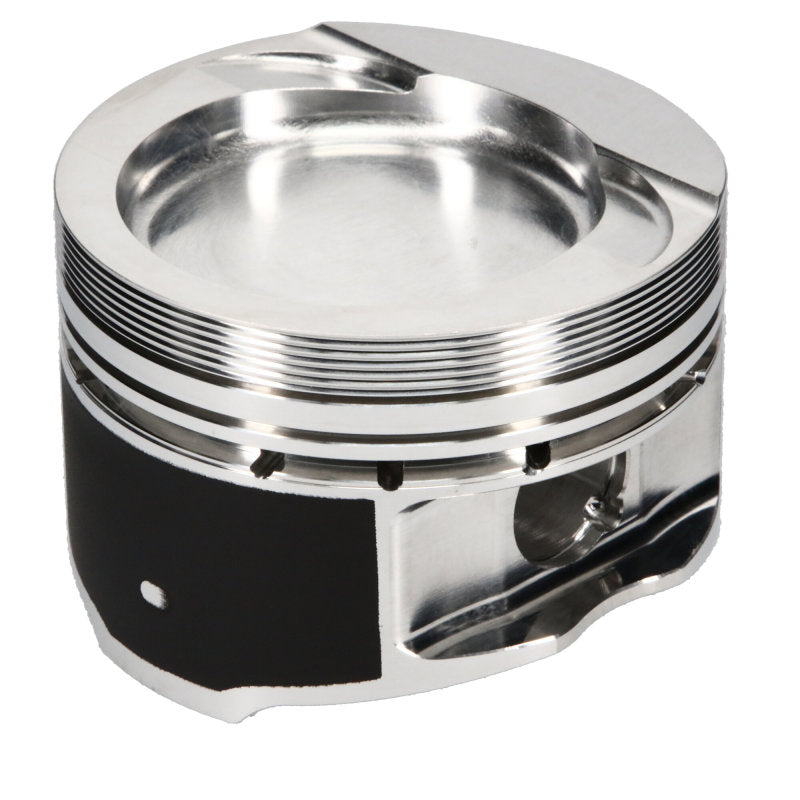 Set of six forged JE Pistons for VW 2.8L VR6 engine, showing the detailed piston heads and side contours.