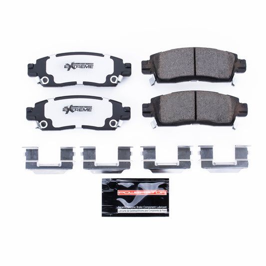 PowerStop rear Z26 Extreme Street brake pads for 2008-2017 Buick Enclave, showing performance brake pad with hardware.