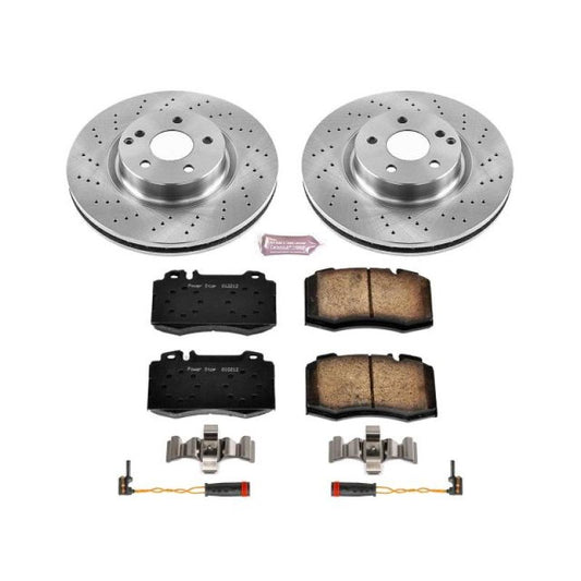 PowerStop OE brake kit for 2003 Mercedes-Benz SL500 front, includes brake rotors and pads for improved stopping performance.
