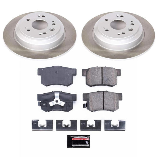 PowerStop rear semi-coated brake rotor kit for Honda Crosstour 2012-2015, performance brake kit with drilled and slotted rotors.