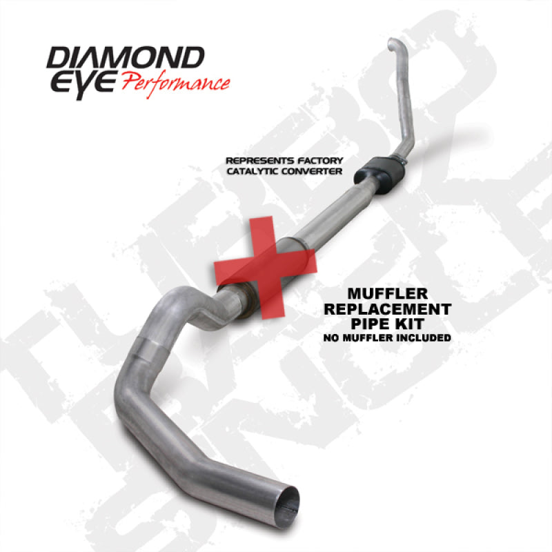 Diamond Eye Turbo Back exhaust pipe for 94-97 Ford F250/F350 PowerStroke, 5-inch single aluminum replacement pipe.