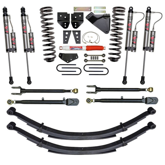Skyjacker 8.5-inch lift kit for Ford F250 4WD gas trucks, showcasing suspension components and lifted stance.