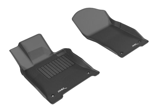 Black 3D MAXpider Kagu rubber floor mat for 2014-2017 Infiniti Q50 first row, custom-fit car interior protection.