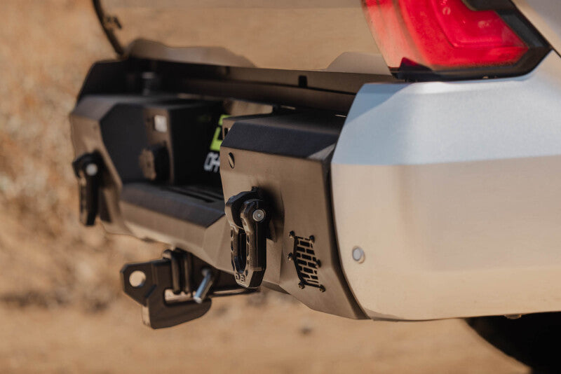 Steel rear bumper for Toyota Tundra by DV8 Offroad from the DV8 22-26 Spec Series, designed for off-road durability.