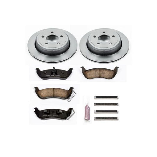 PowerStop rear autospecialty brake kit for 2003-2011 Ford Crown Victoria, includes brake pads and rotors for OE replacement.