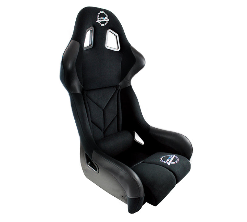 NRG FIA competition race seat with competition fabric and FIA homologation, featuring a free driving position for motorsport use.