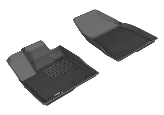 Black 3D MAXpider 2014-2019 Toyota Highlander Kagu 1st row rubber floor mat with textured surface and custom fit.